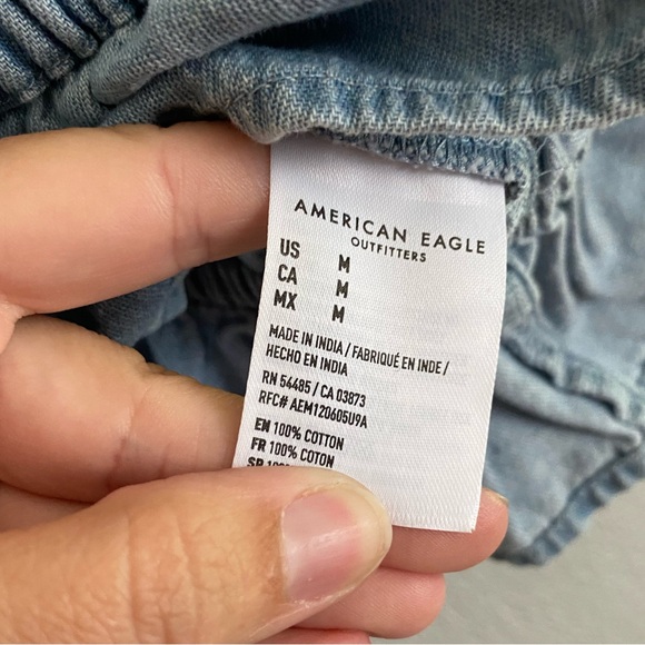 American Eagle Tank Top Size Medium Denim Boho Cropped NWT Ruffle - Picture 7 of 7